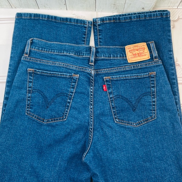 Vintage Levis 512 Perfectly Slimming Wide leg Womens Blue Denim Jeans size 14 - Picture 4 of 11